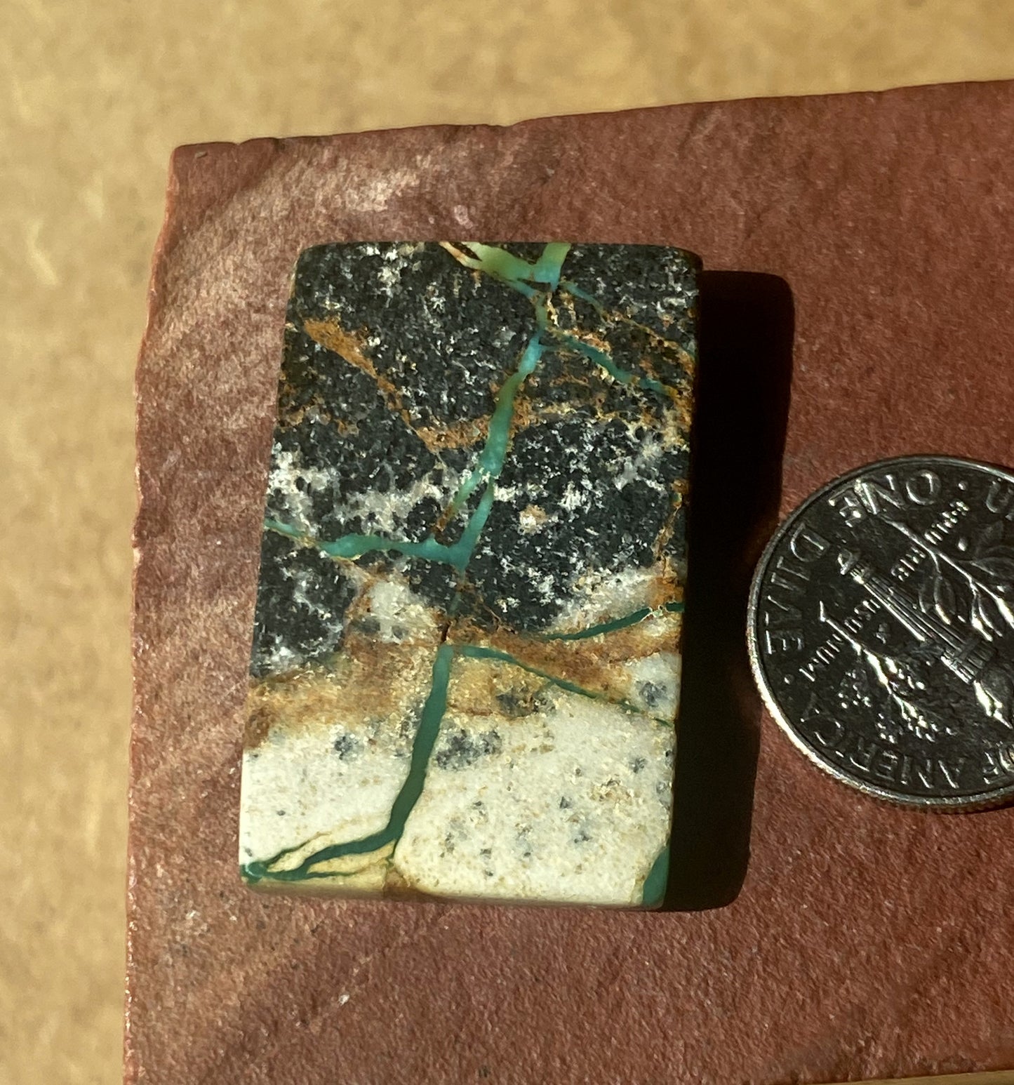39 carat boulder-cut Stone Mountain Turquoise cabochon rectangle with both sides polished