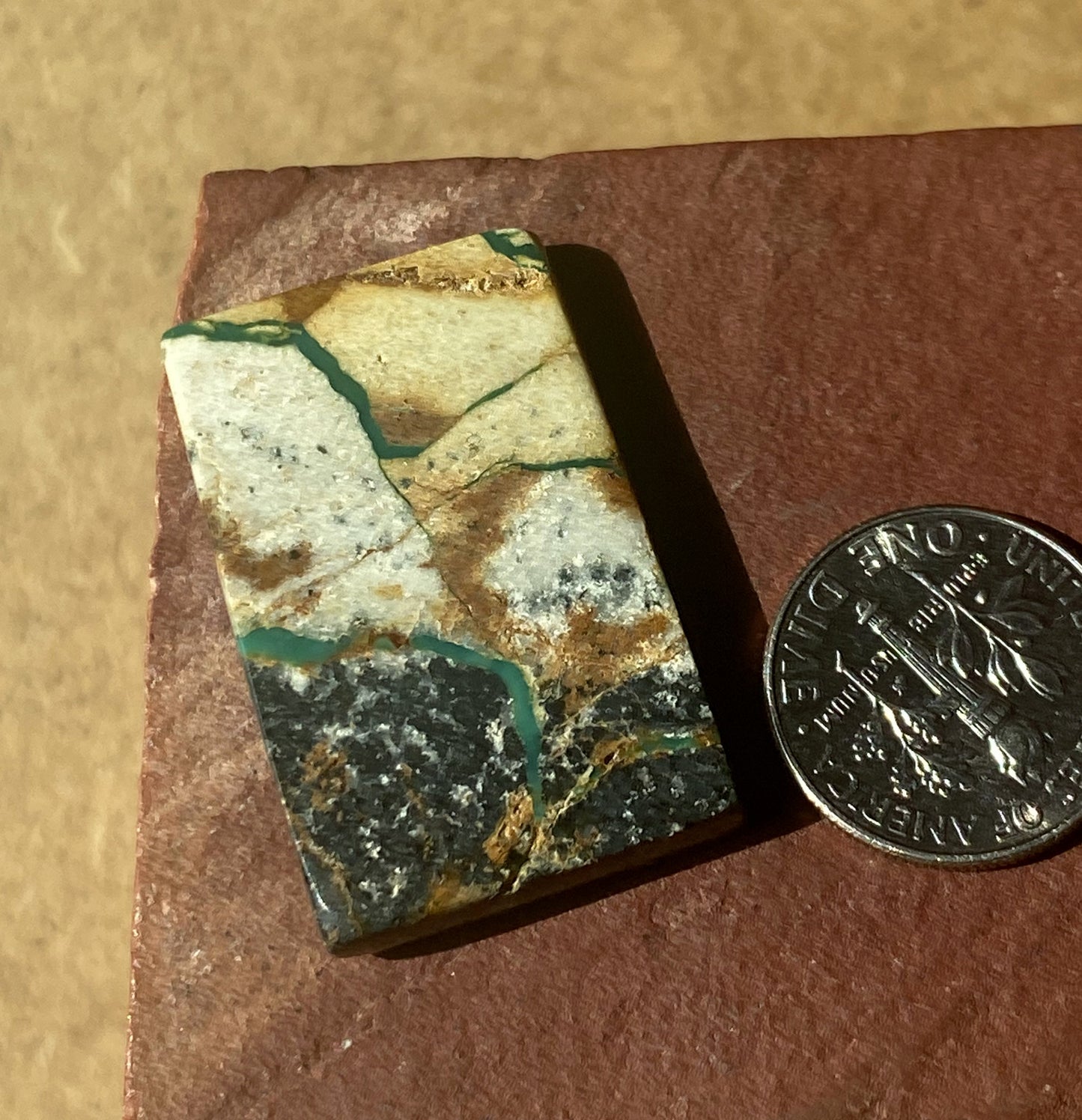 39 carat boulder-cut Stone Mountain Turquoise cabochon rectangle with both sides polished