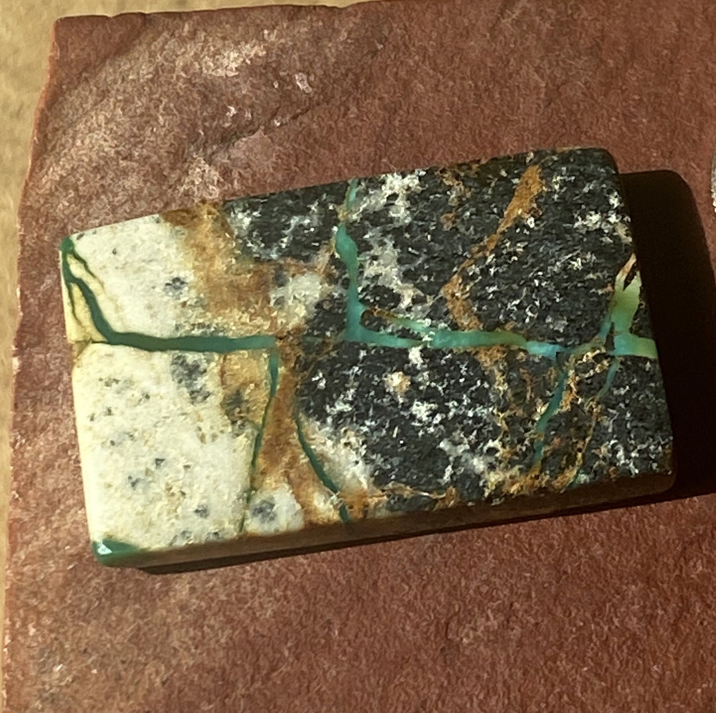 39 carat boulder-cut Stone Mountain Turquoise cabochon rectangle with both sides polished