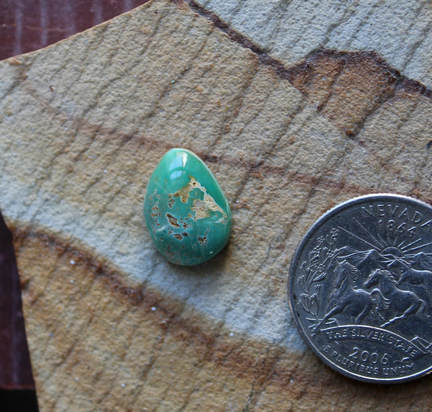 6 carat teal blue Stone Mountain Turquoise cabochon with a high dome