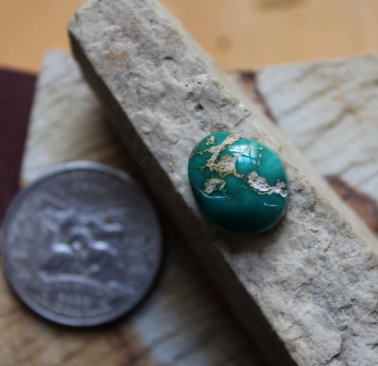 8 carat deep green Stone Mountain Turquoise cabochon