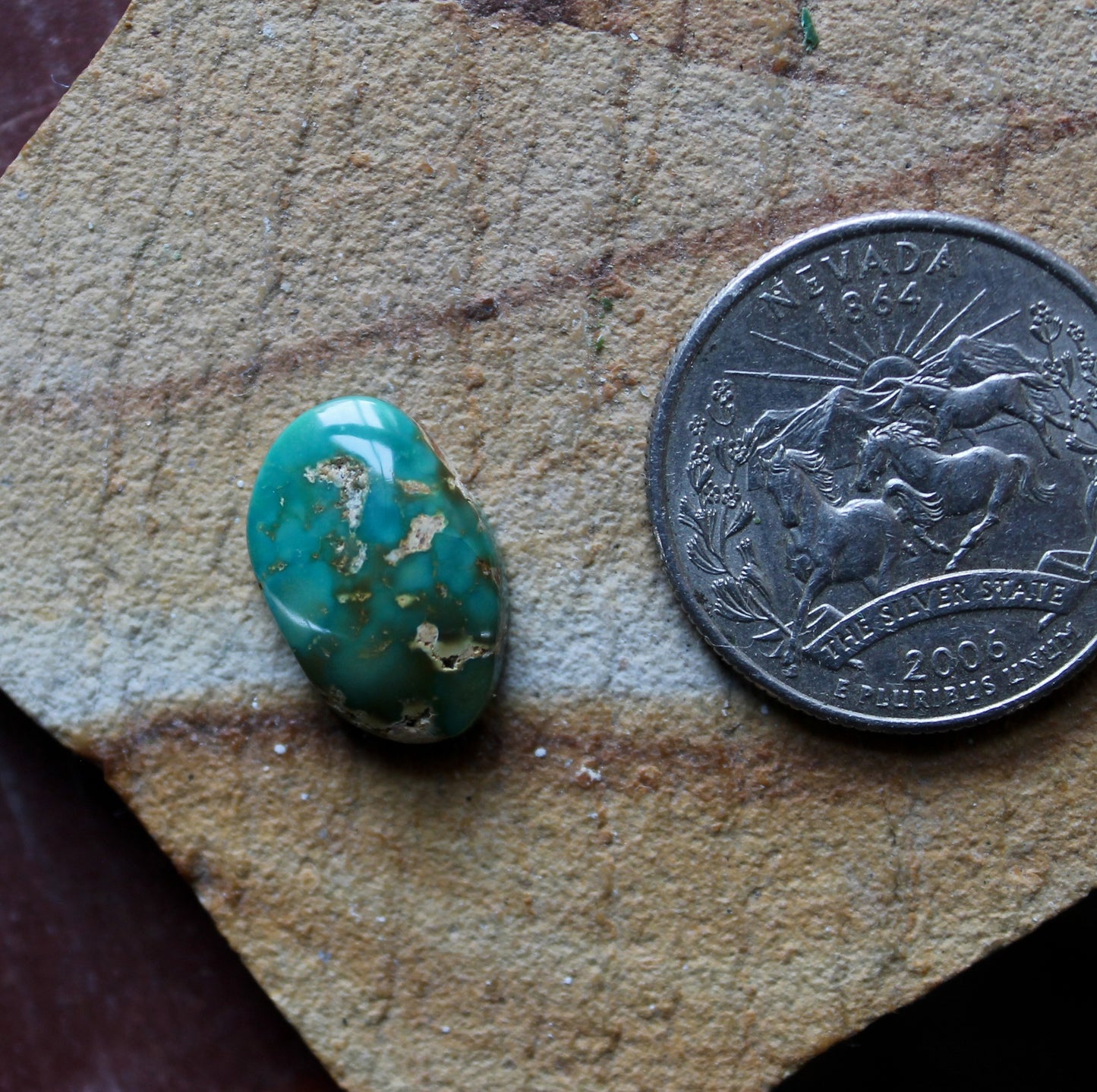 6 carat teal green Stone Mountain Turquoise cabochon