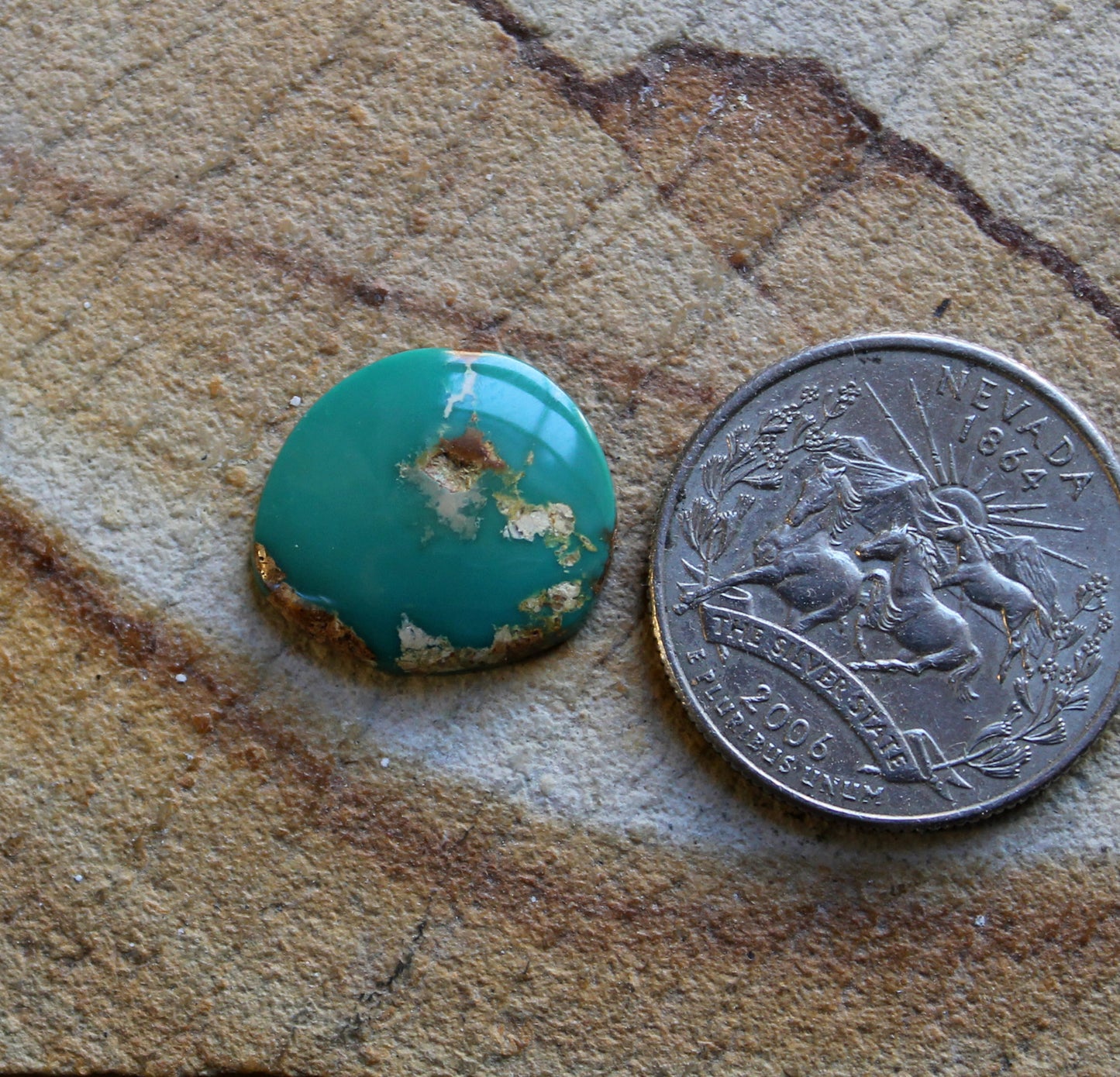 6 carat green teal Stone Mountain Turquoise cabochon