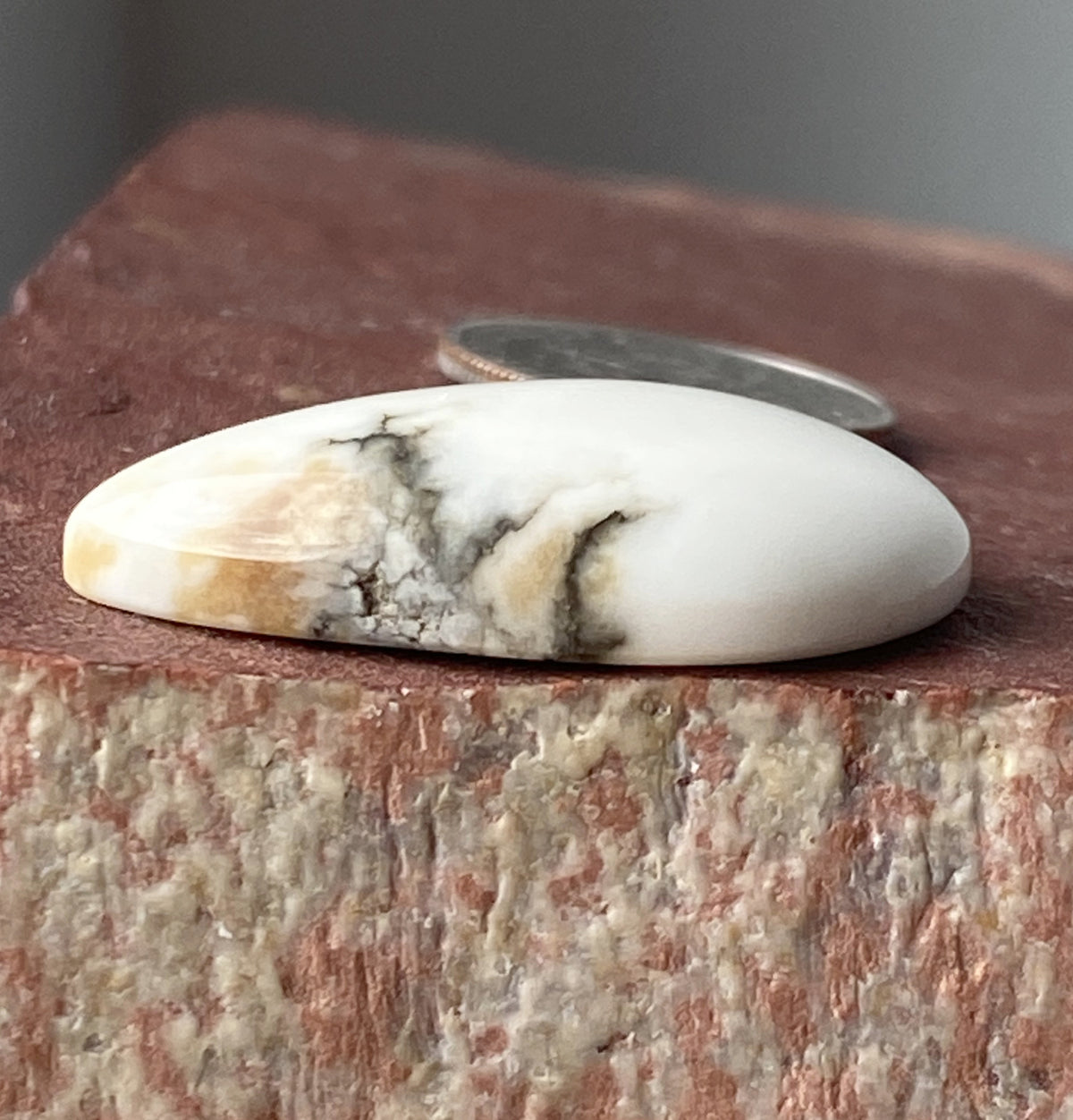 27 carat Tick Canyon howlite cabochon with black matrix