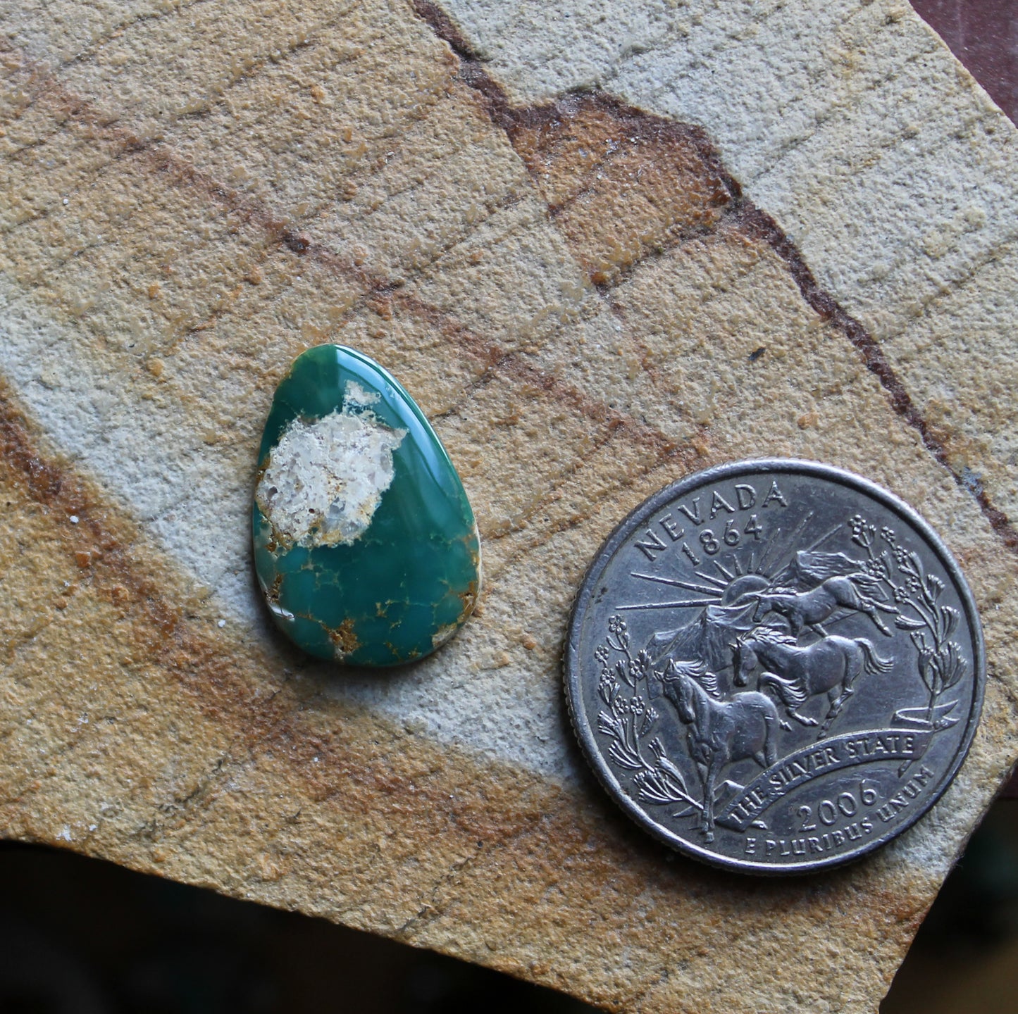 5 carat teal green Stone Mountain Turquoise cabochon