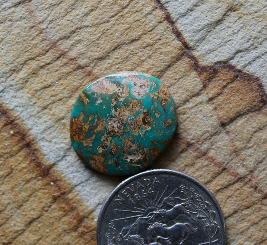 10 carat round Stone Mountain Turquoise cabochon with red matrix
