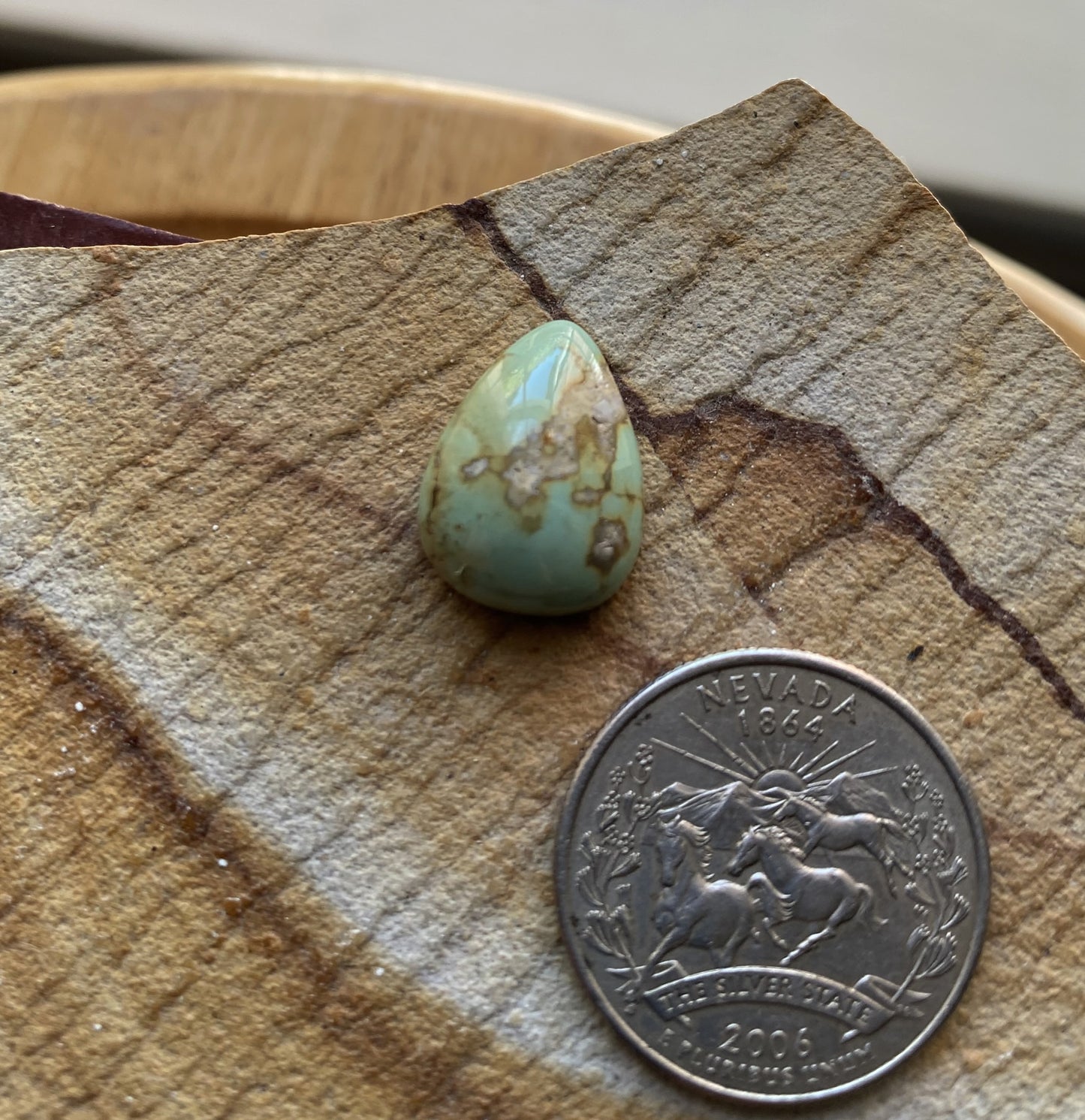 10 carat sea green natural Candelaria variscite cabochon with a high dome