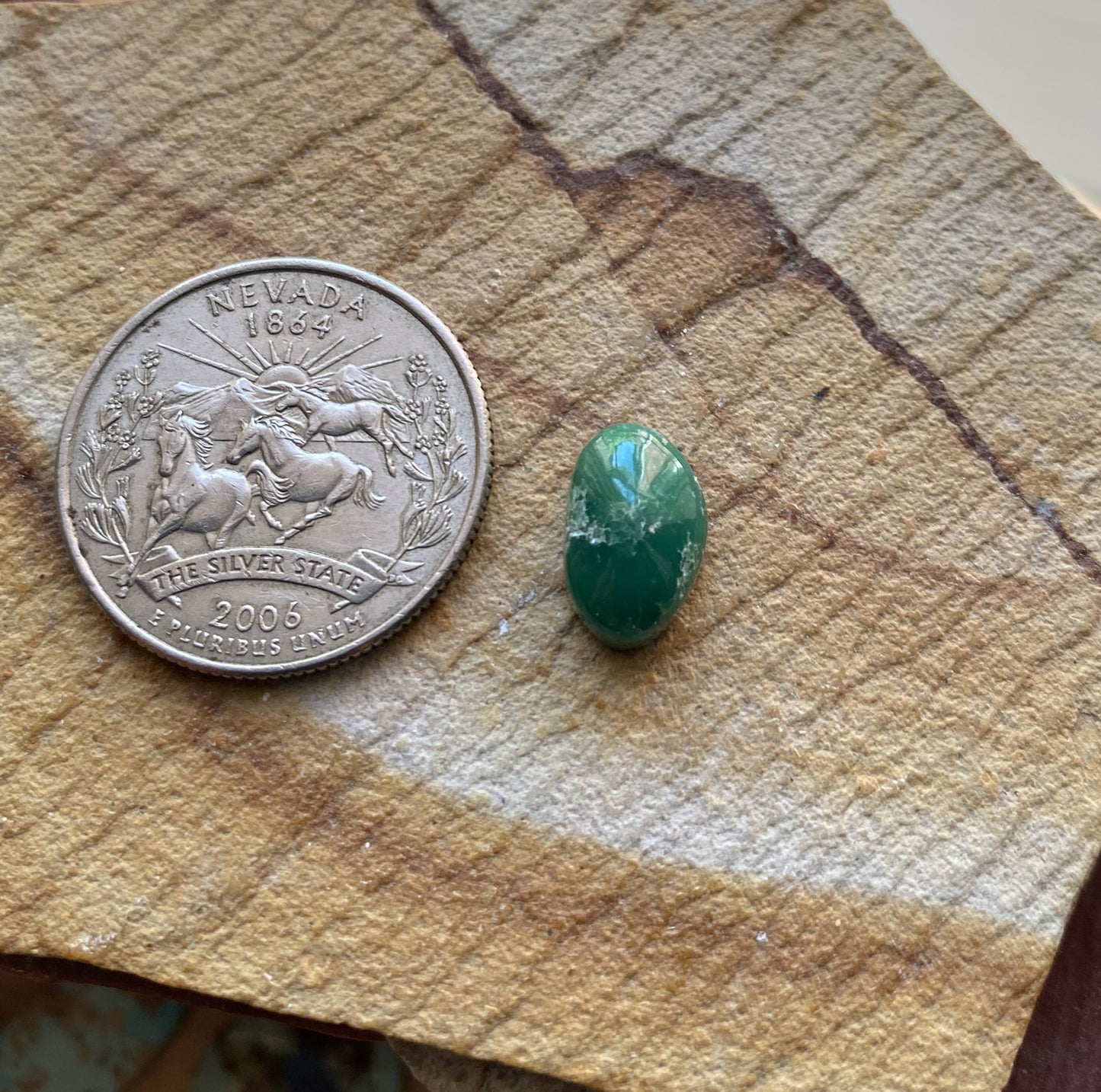 4 carat dark green natural Candelaria variscite cabochon