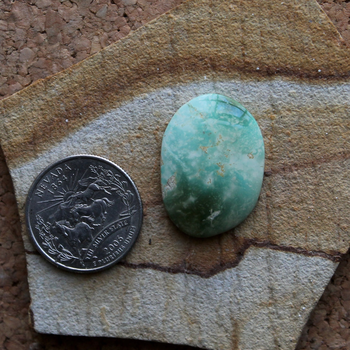 21 carat color change green Stone Mountain Turquoise cabochon