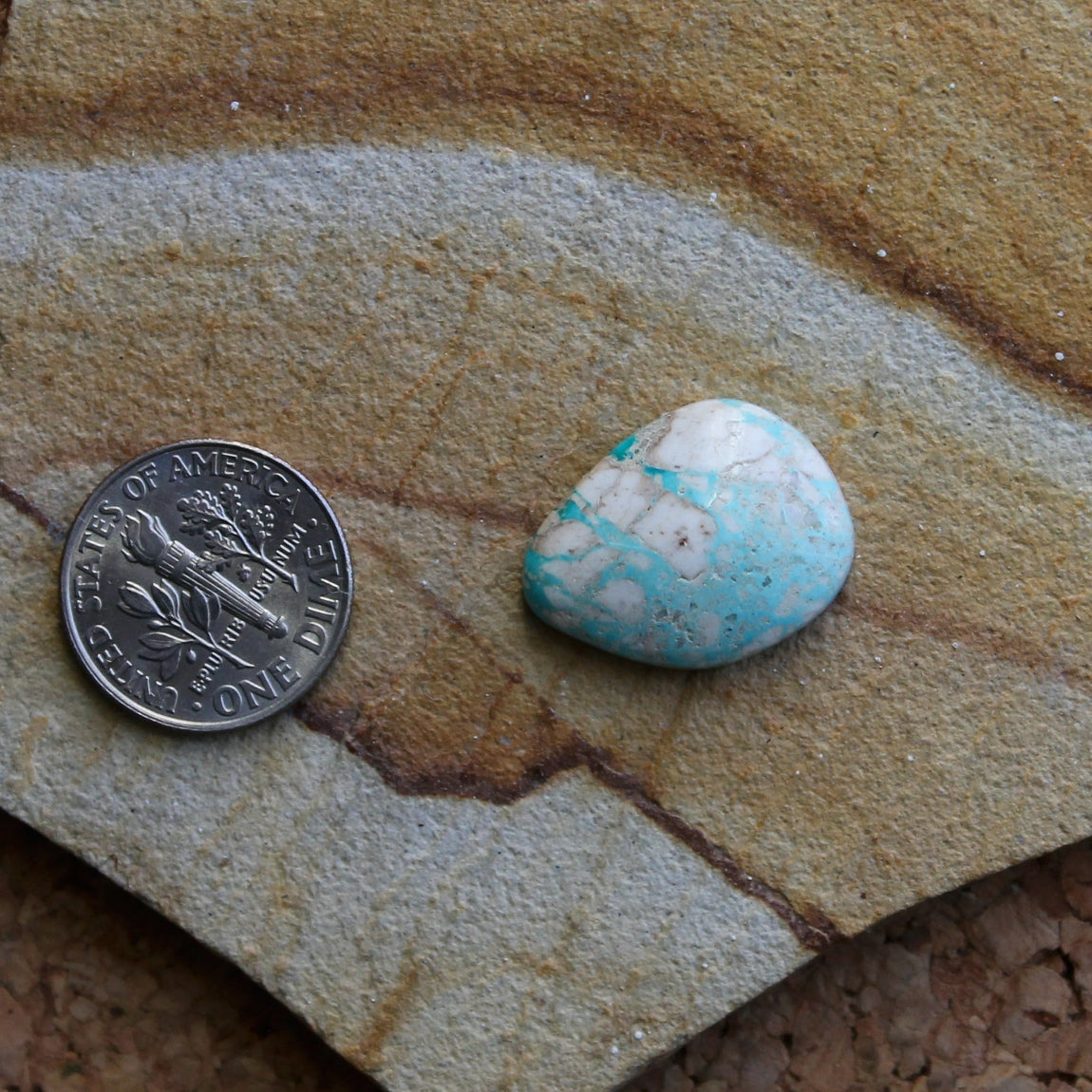 10.1 carat icy blue boulder-cut Stone Mountain Turquoise cabochon
