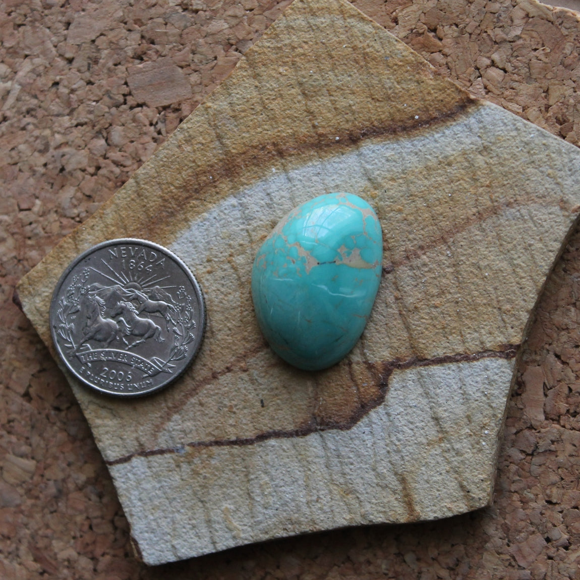 32 carat blue Stone Mountain Turquoise cabochon with a high dome