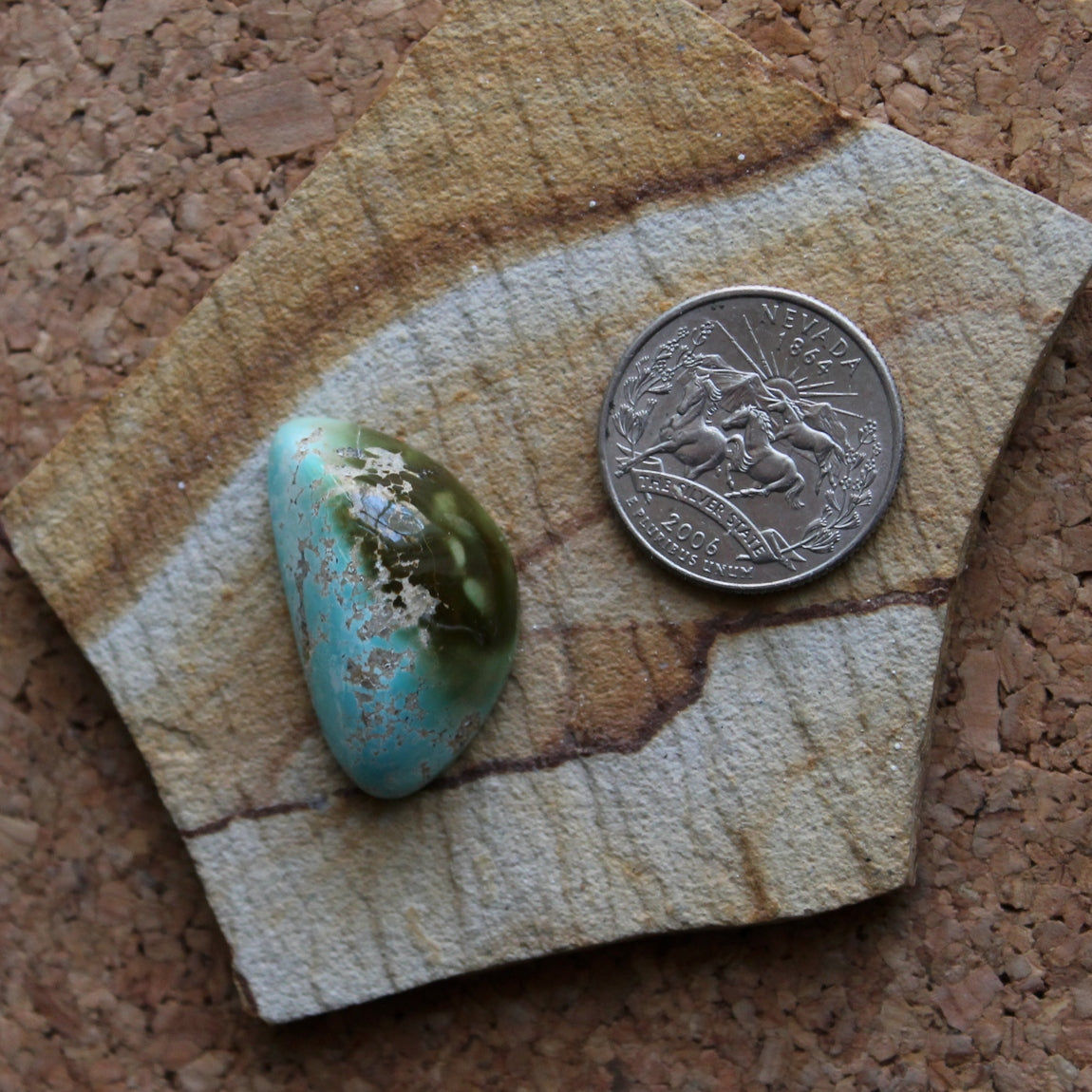 37 carat color change Stone Mountain Turquoise cabochon with a high dome