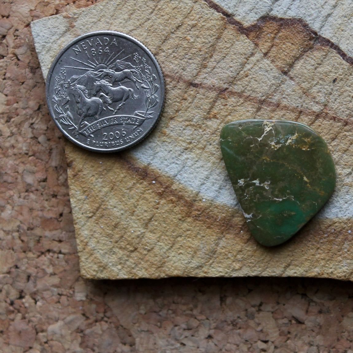 12.9 carat dark green Stone Mountain Turquoise cabochon