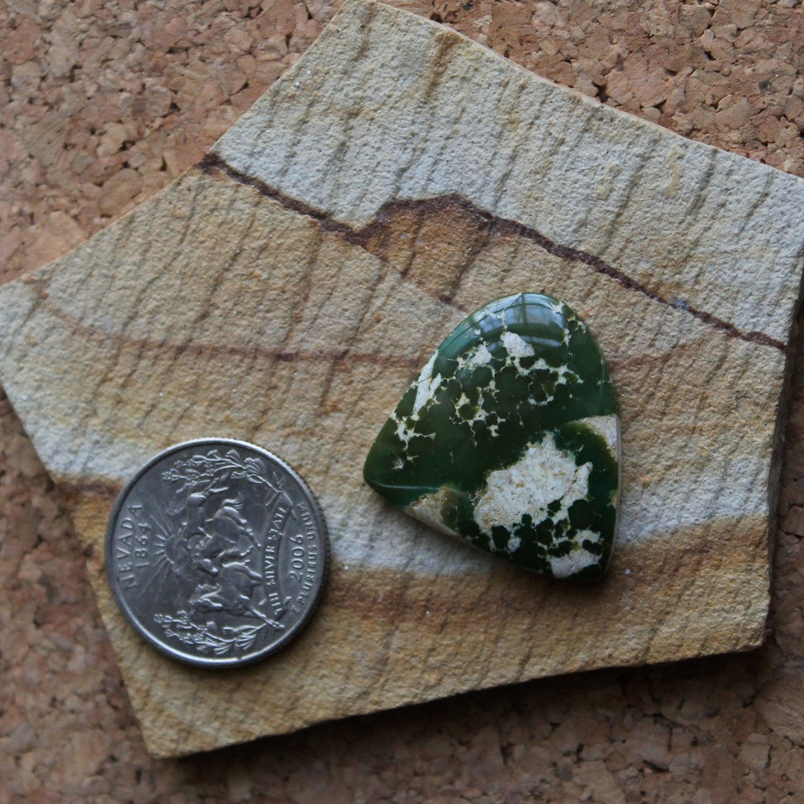 27 carat deep green Stone Mountain Turquoise cabochon