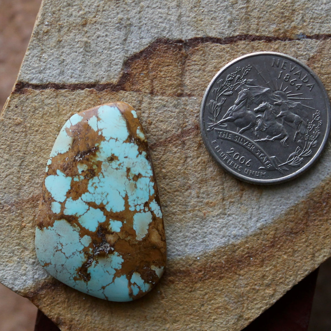 30 carat blue Stone Mountain Turquoise cabochon with red matrix