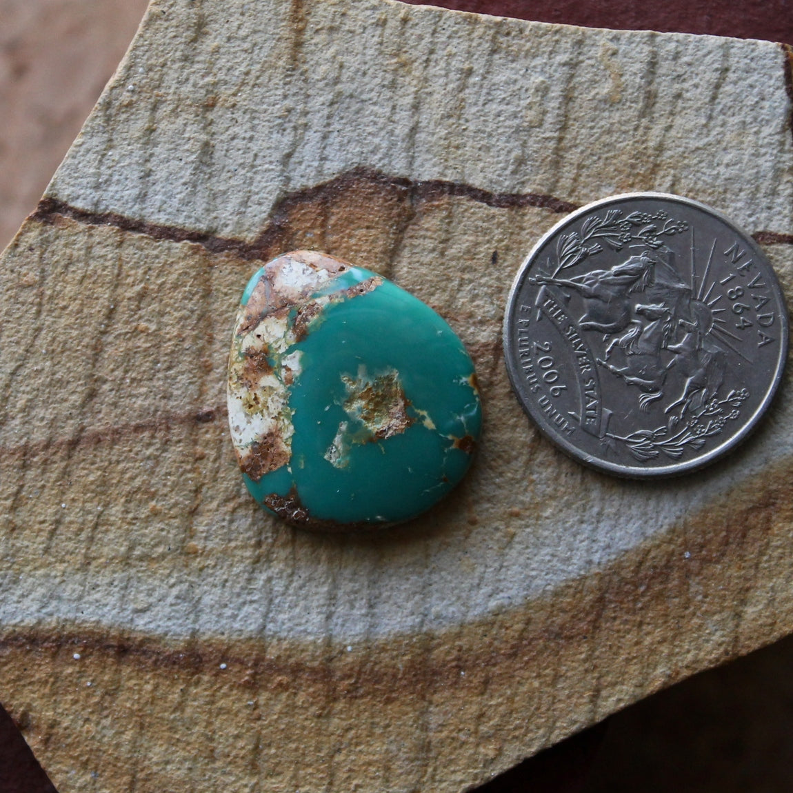 17 carat teal green boulder Stone Mountain Turquoise cabochon