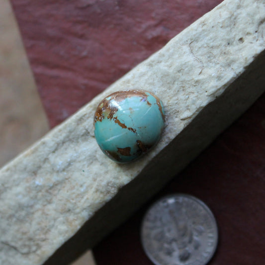 11 carat color teal blue Stone Mountain Turquoise cabochon with a high dome
