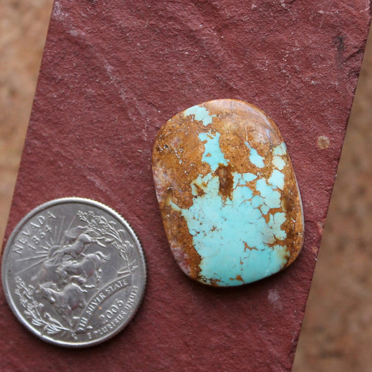 26 carat blue Stone Mountain Turquoise cabochon with red matrix