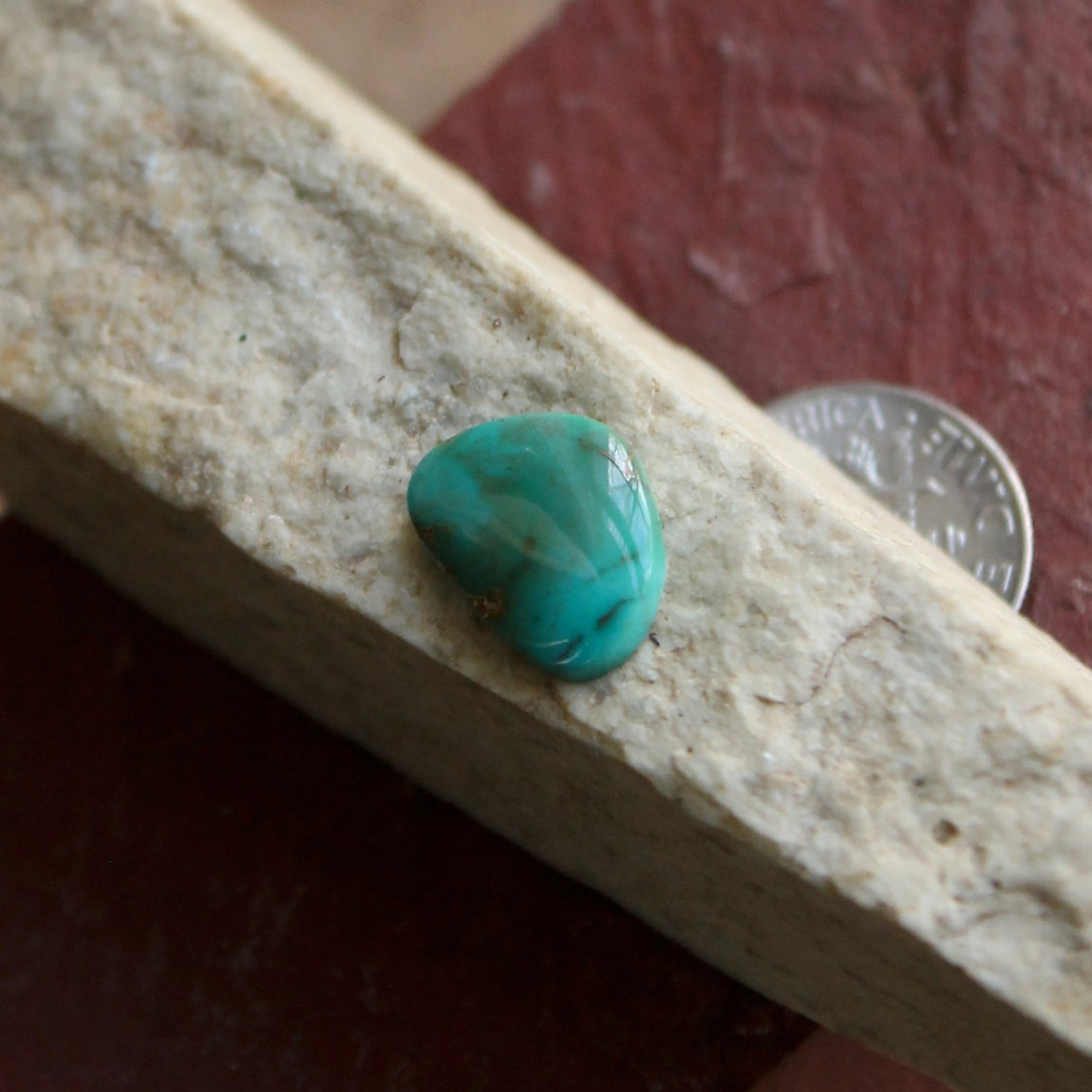 3 carats teal green Stone Mountain Turquoise cabochon