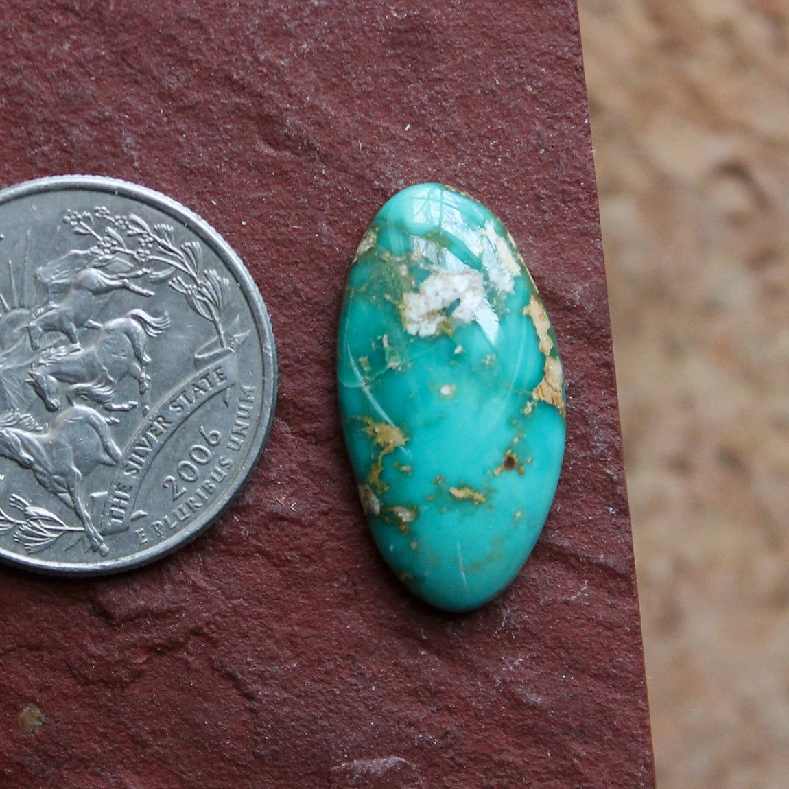 12 carat teal Stone Mountain Turquoise cabochon