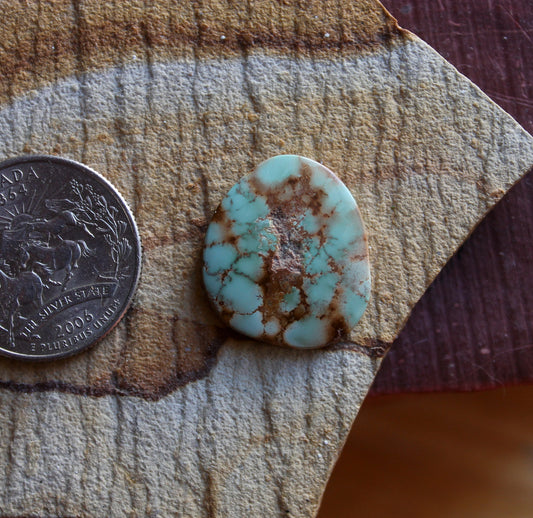 9 carat blue Stone Mountain Turquoise cabochon with red spiderweb