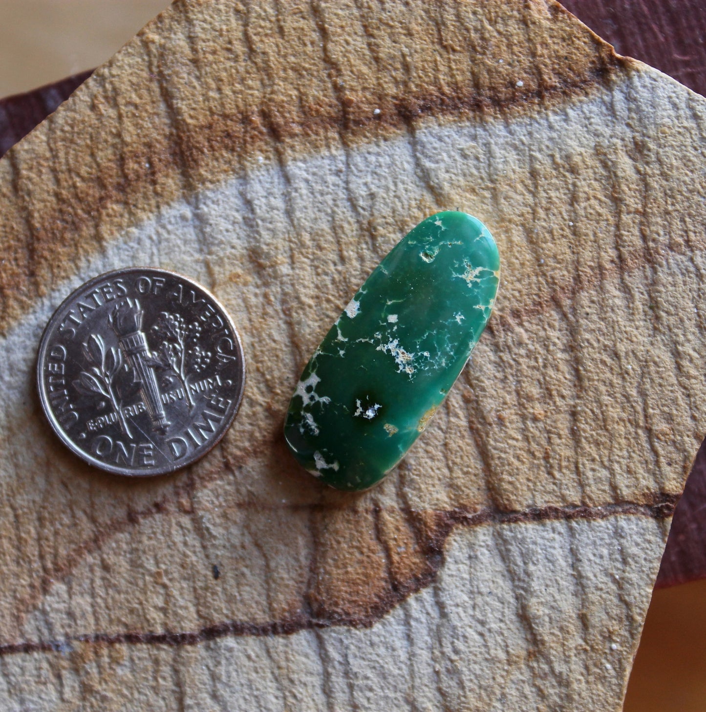 10 carat deep green Stone Mountain Turquoise cabochon