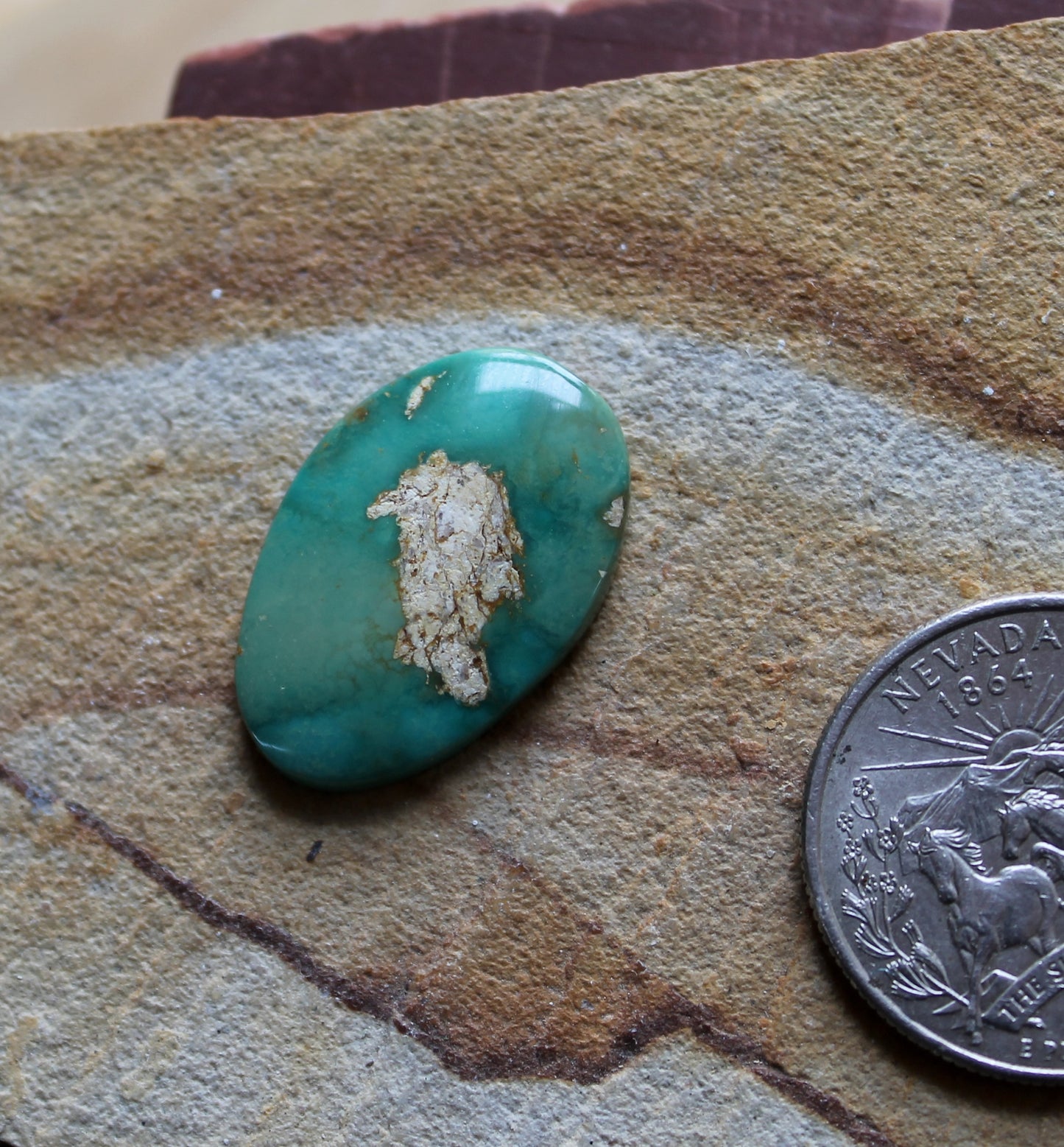 12 carat sea green Stone Mountain Turquoise cabochon