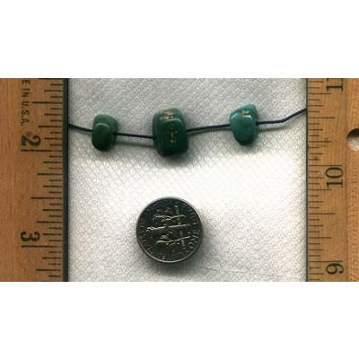 A group of natural green turquoise beads hand-cut and drilled by the Nevada Cassidys. All natural turquoise from the high deserts of northern Nevada.