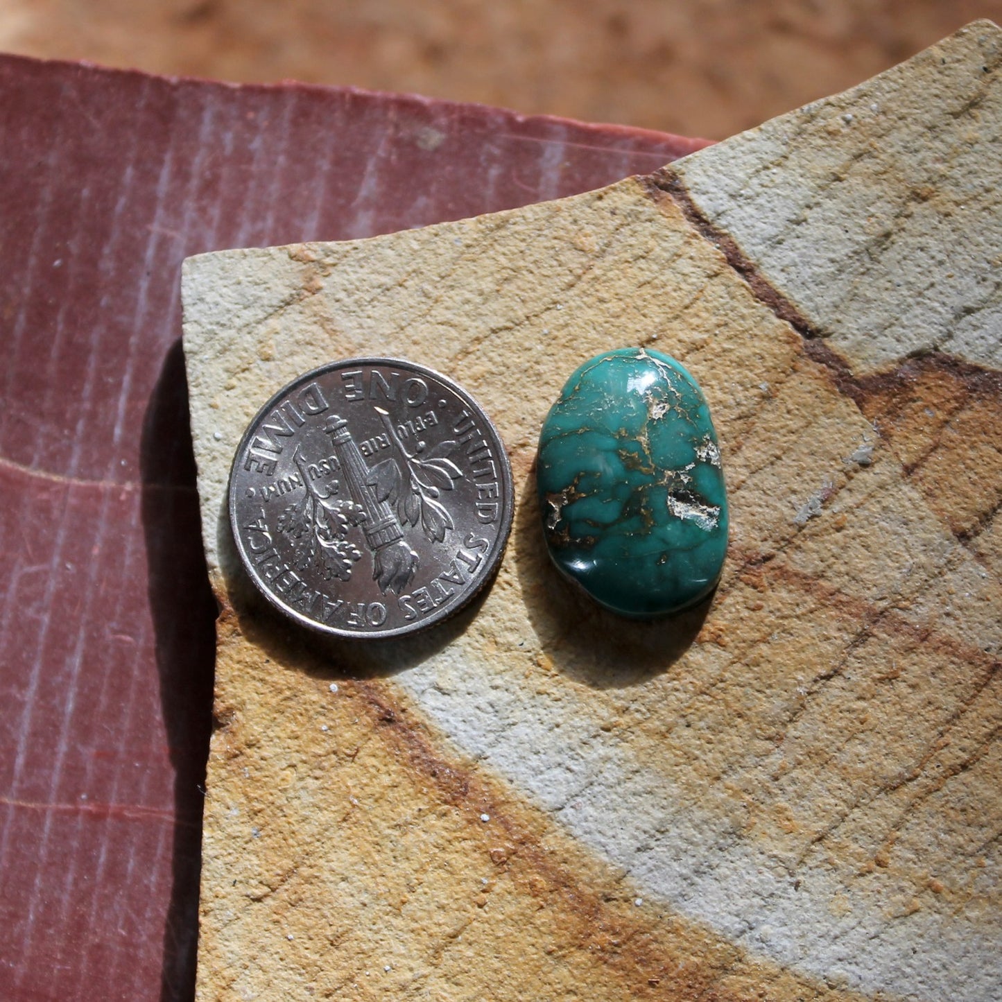6.9 carat deep blue teal Stone Mountain Turquoise cabochon