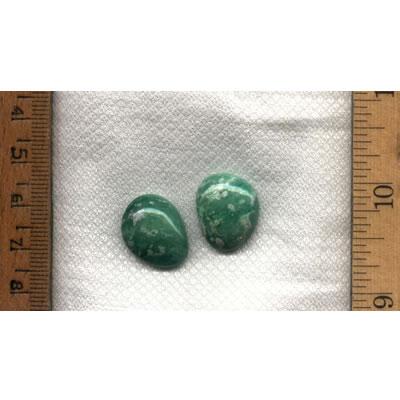 One pair of Apple green variscite cabochons from the Nevada Cassidys