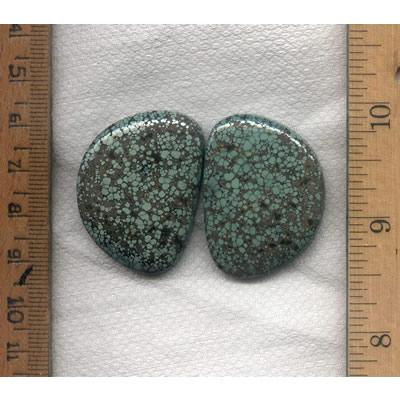 A pair of rare spiderweb Candelaria varscite cabochons designed by the Nevada Cassidys