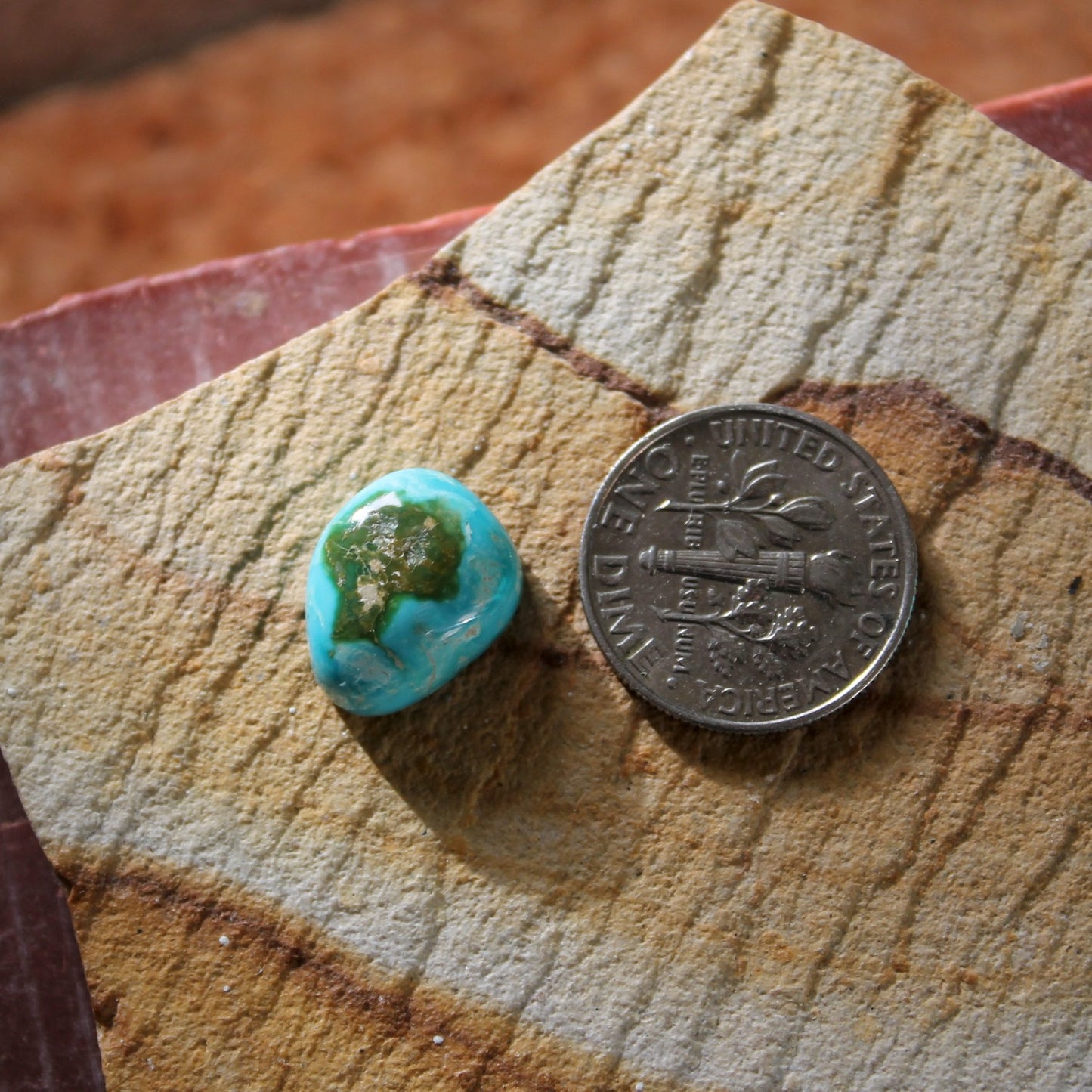 5.7 carat color change Stone Mountain Turquoise cabochon with a high dome