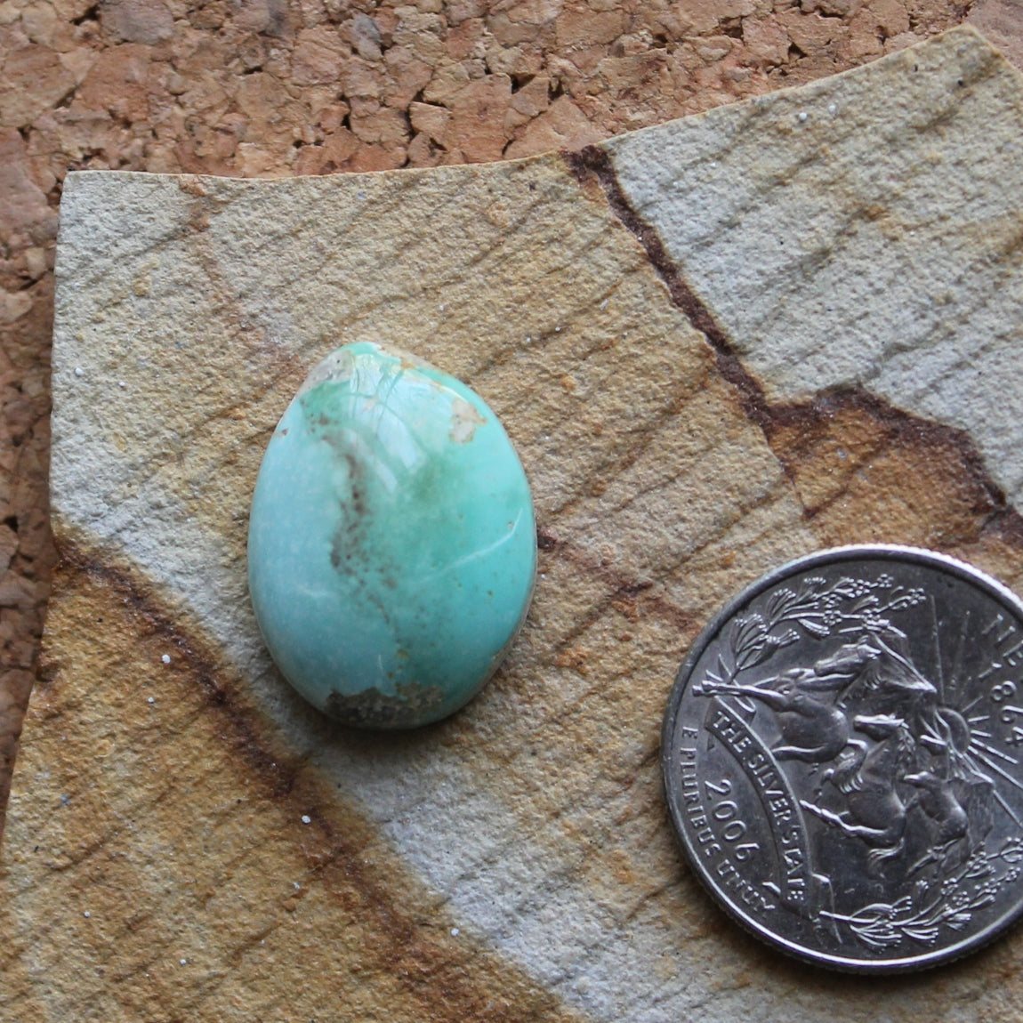 18.7 carat light blue Stone Mountain Turquoise cabochon with a high dome