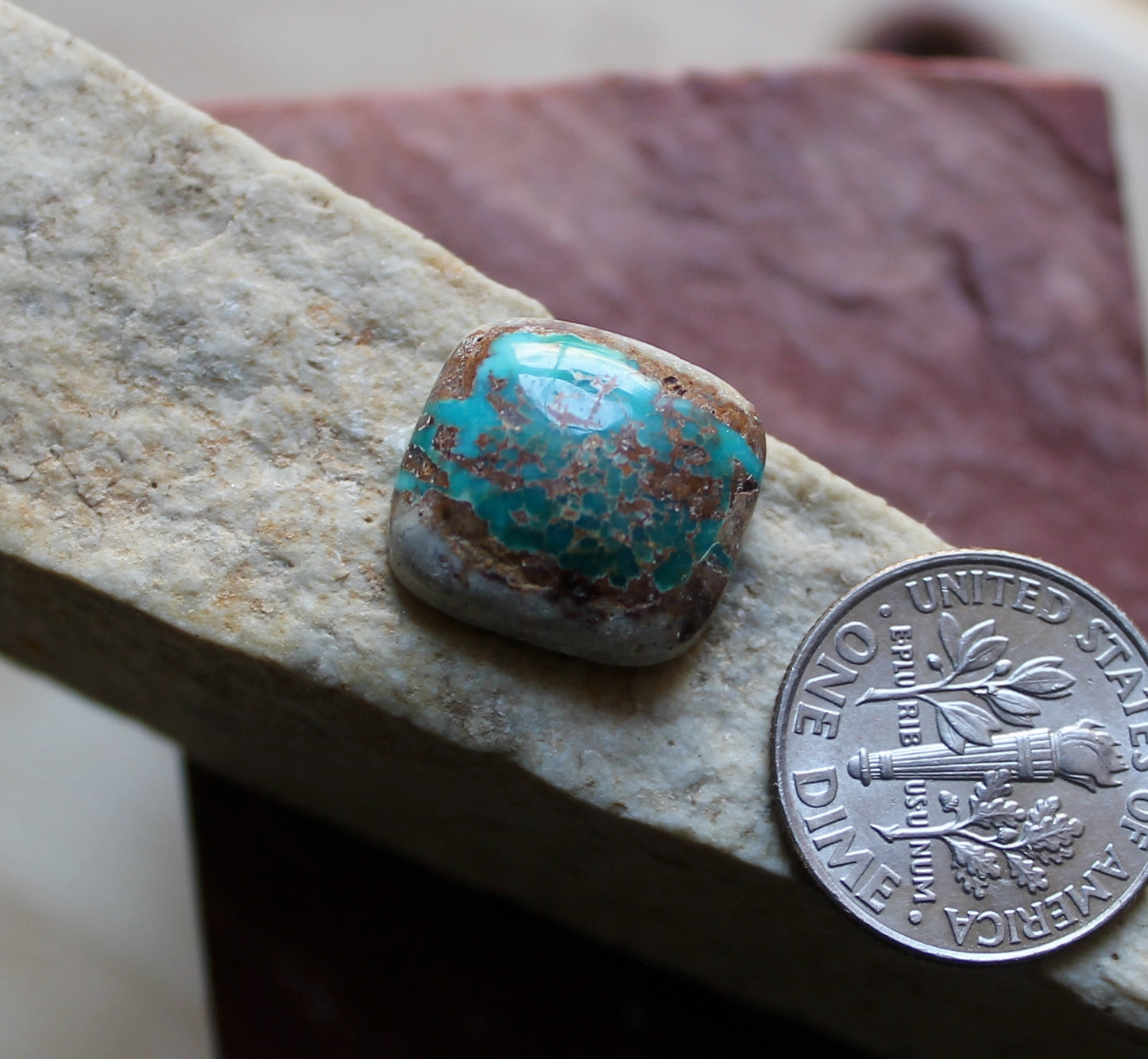 10 carat boulder cut Stone Mountain Turquoise cabochon with red matrix