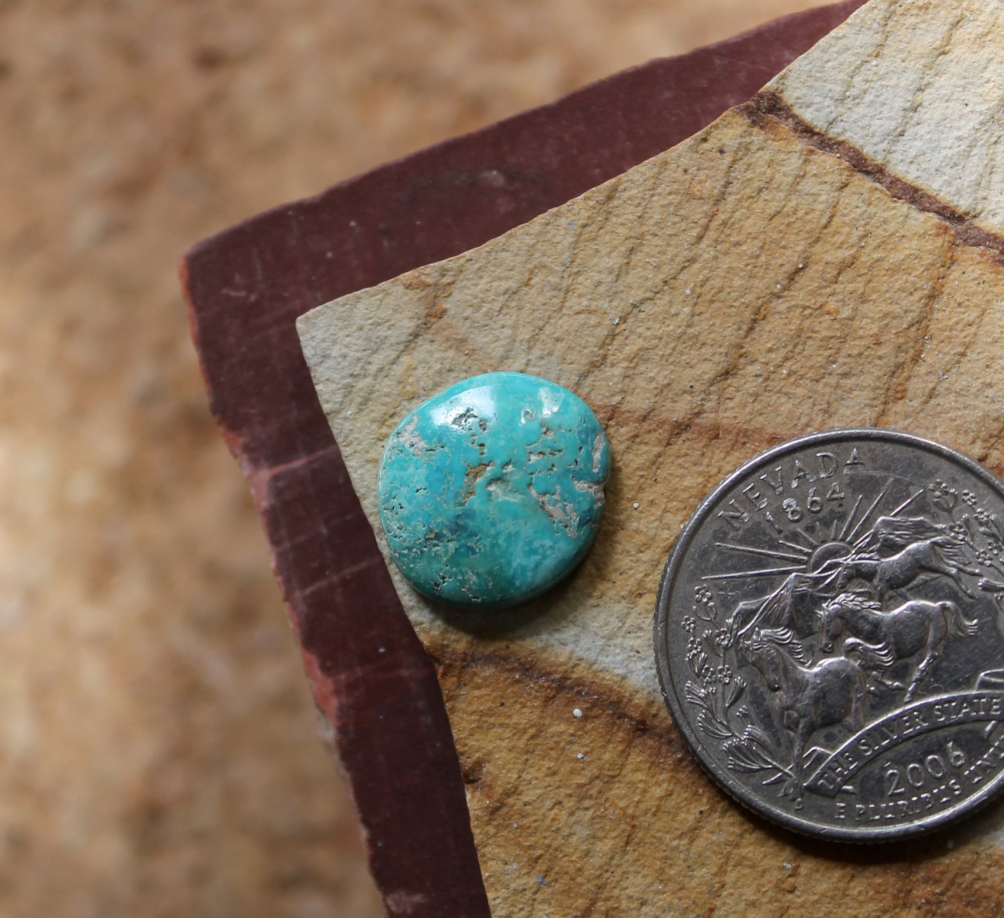 5.3 carat natural round Blue June turquoise cabochon