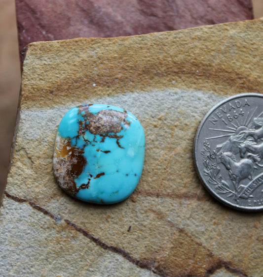 9 carat blue turquoise cabochon from Stone Mountain Mine with red matrix