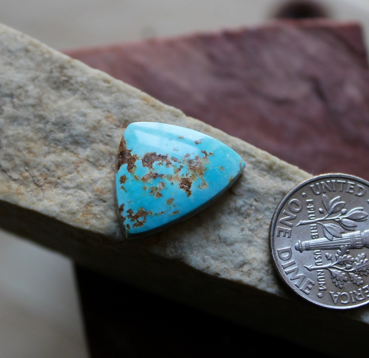8 carat blue Stone Mountain Turquoise cabochon triangle