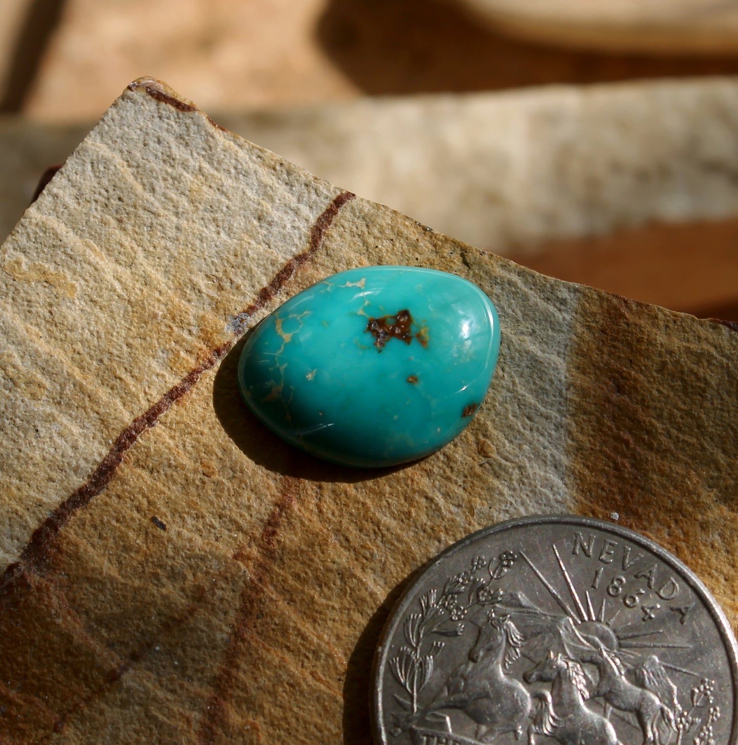 7 carat blue Stone Mountain Turquoise with a high dome