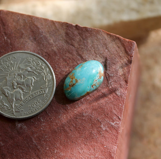 7 carat tall dome natural blue Stone Mountain Turquoise cabochon with red matrix