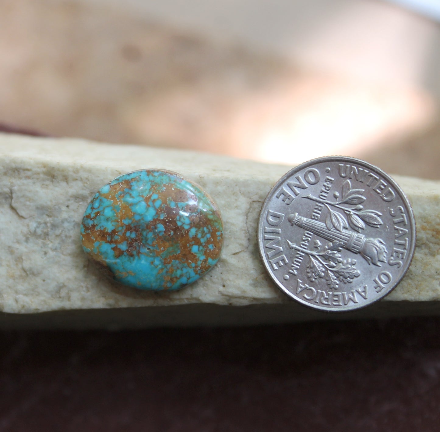 7 carat blue Stone Mountain Turquoise cabochon with red matrix