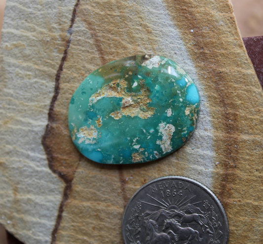 21 carat green teal Stone Mountain Turquoise cabochon