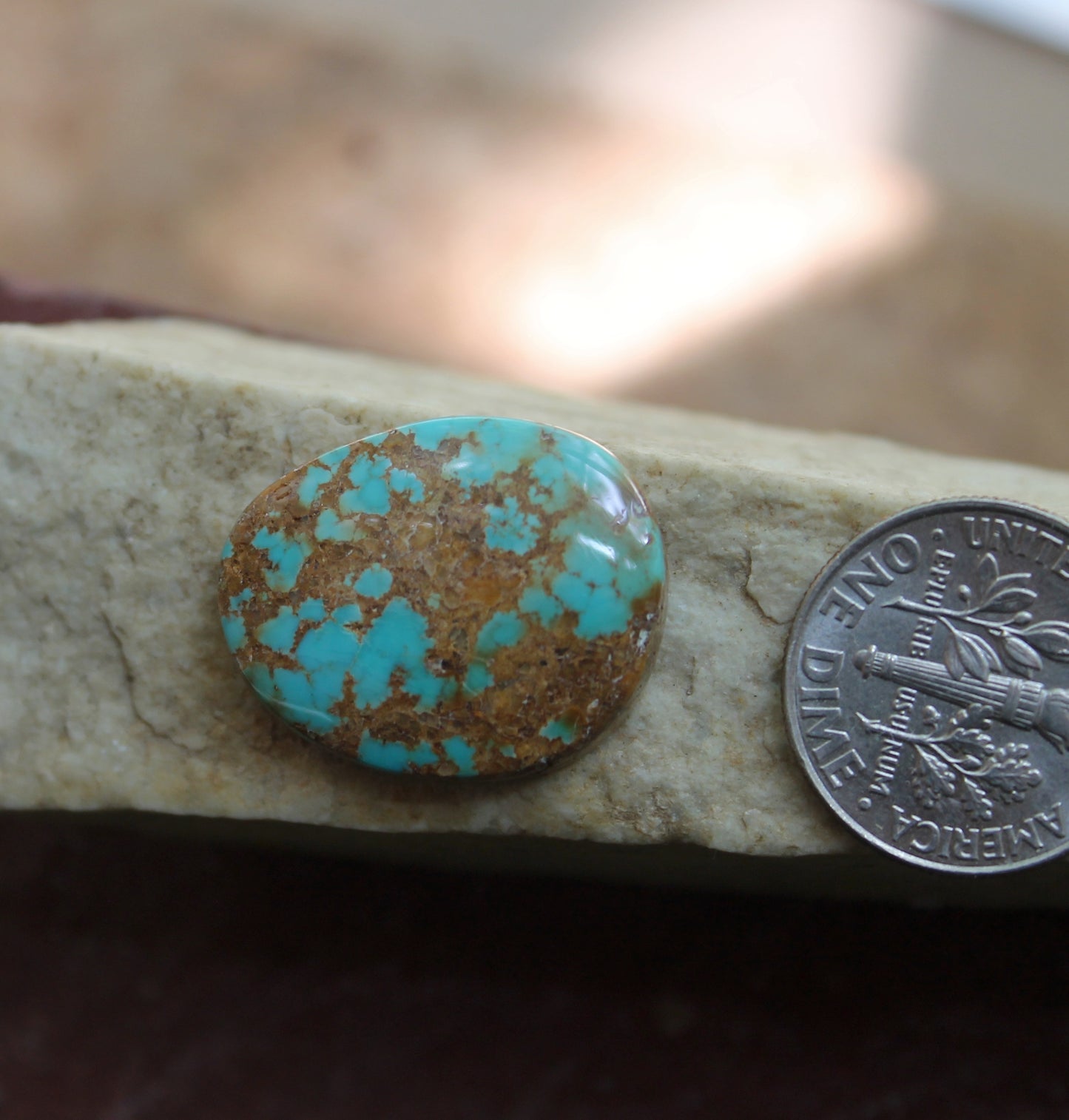 14 carat blue Stone Mountain Turquoise cabochon with red matrix