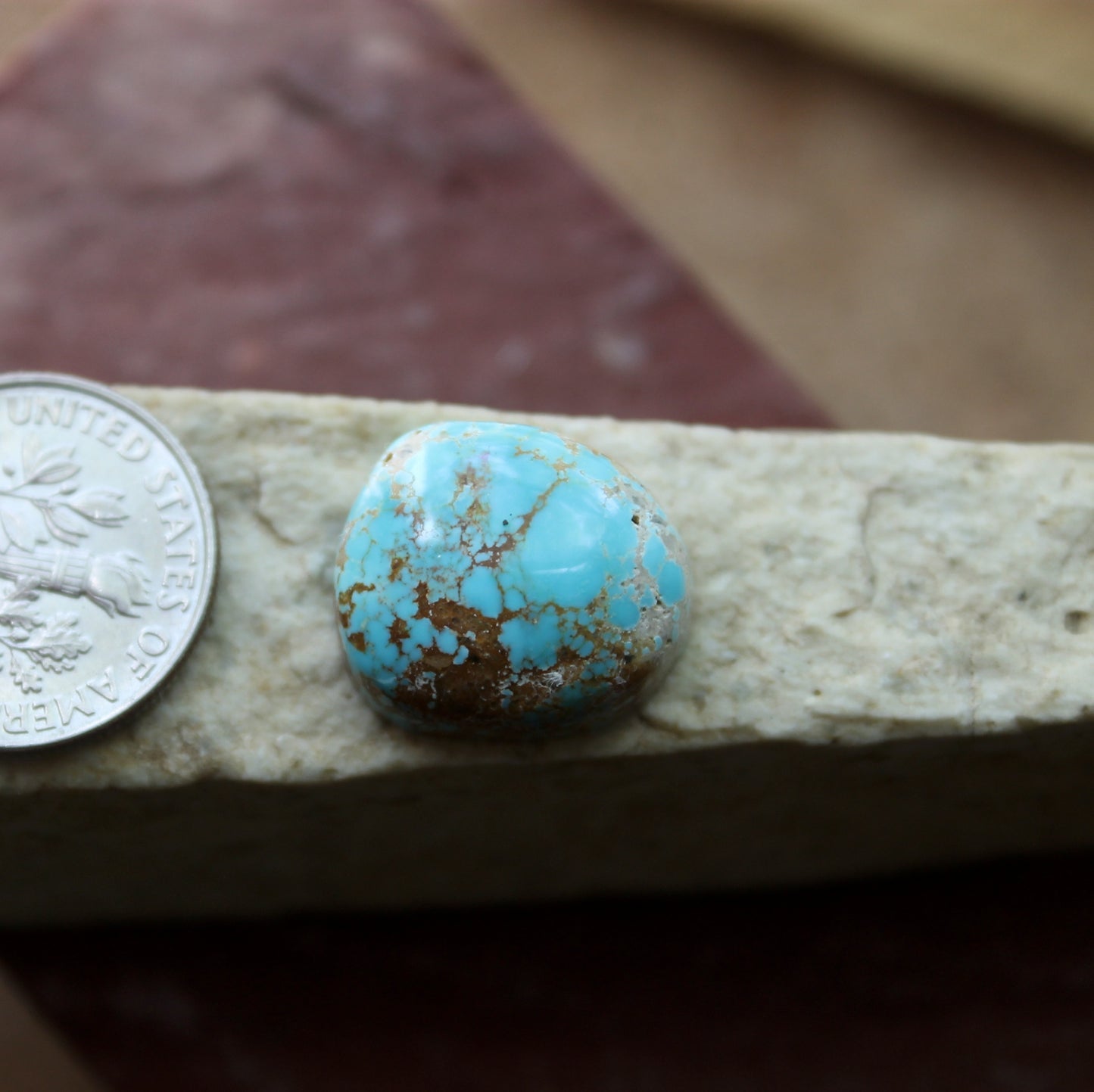 12 carat blue Stone Mountain Turquoise cabochon with a high dome