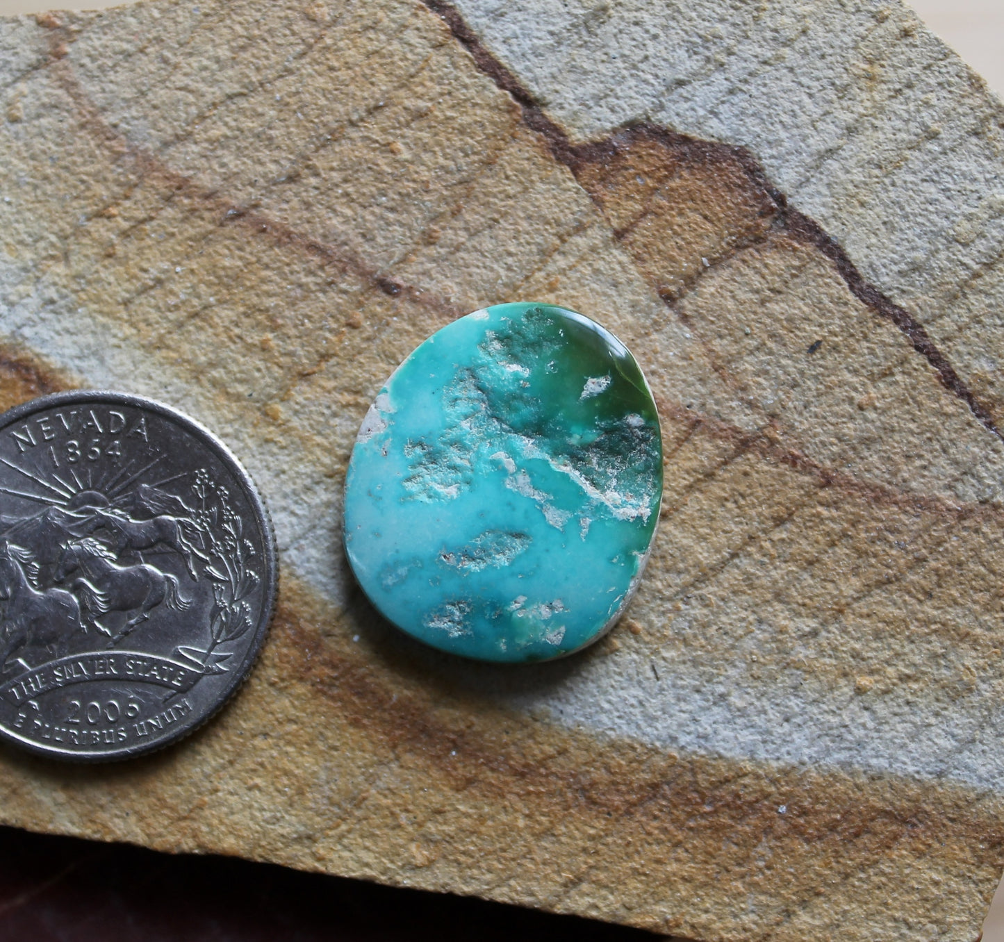 16 carat color change Stone Mountain Turquoise cabochon flat-top