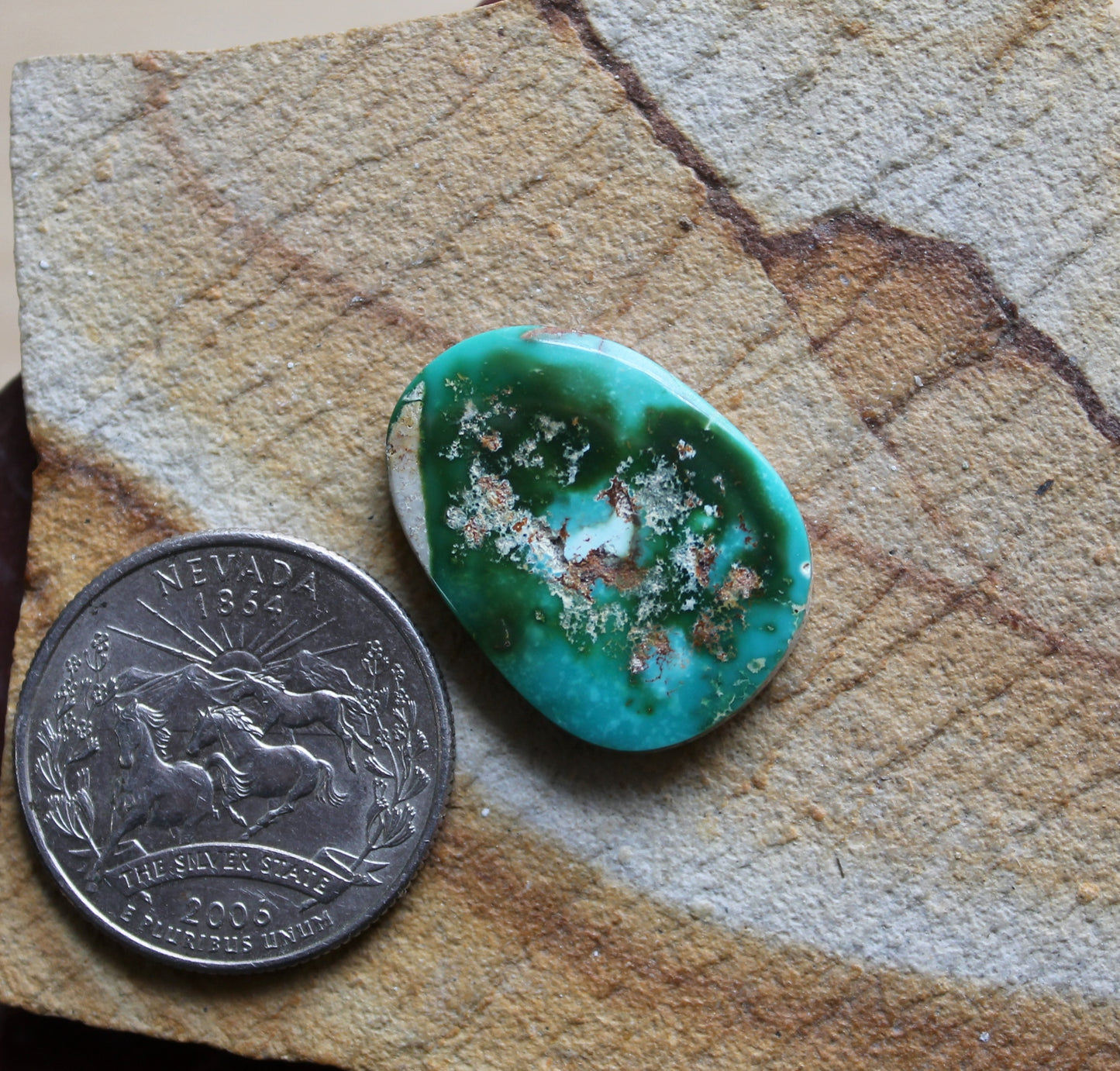 16 carat color change Stone Mountain Turquoise cabochon flat-top