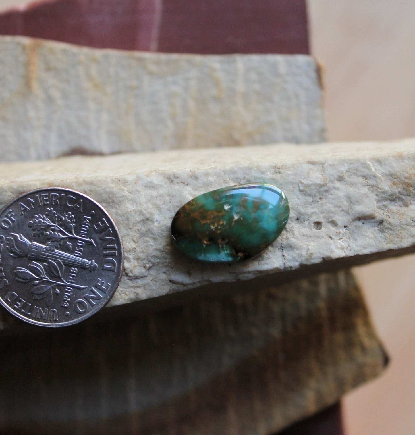 3 carat deep teal Stone Mountain Turquoise cabochon