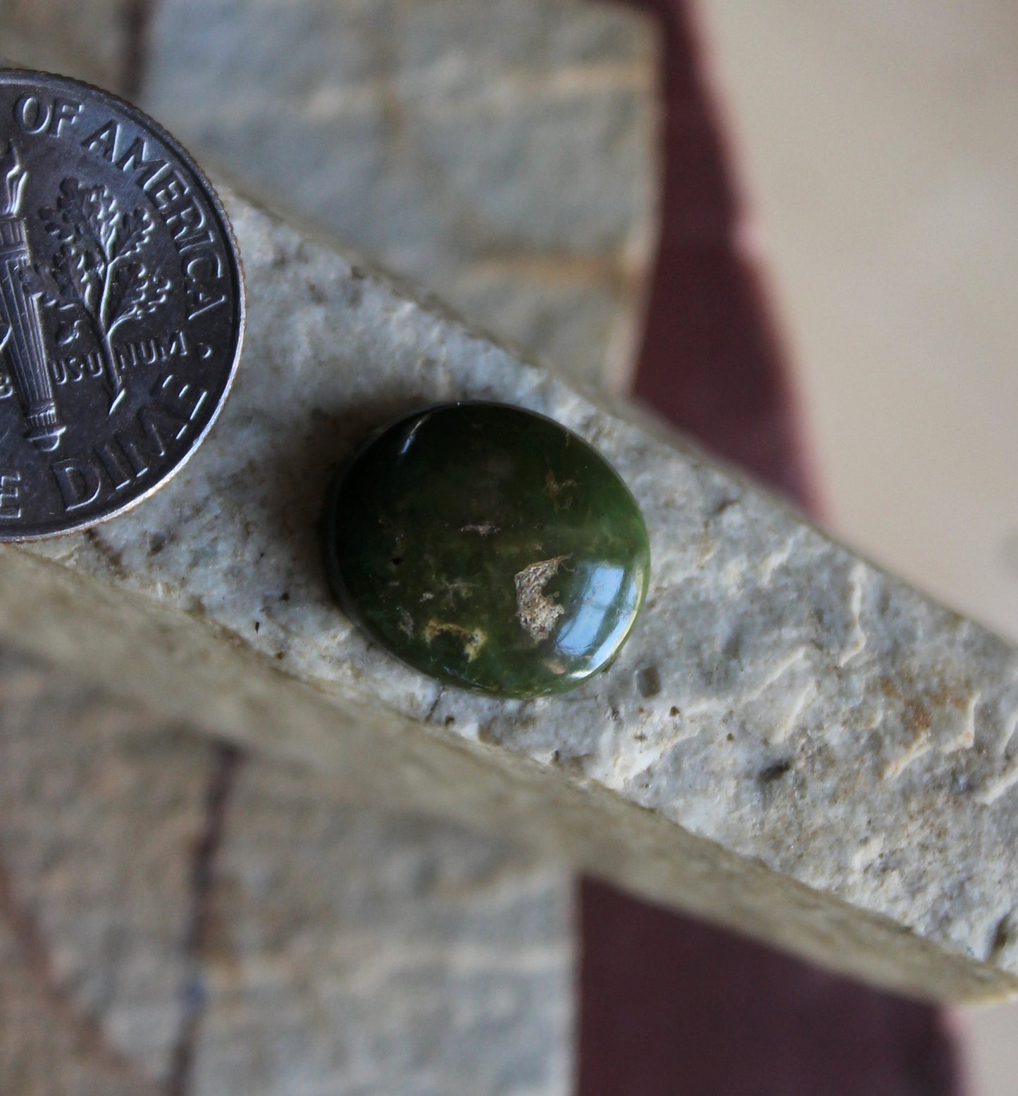 4 carat dark green Stone Mountain Turquoise cabochon