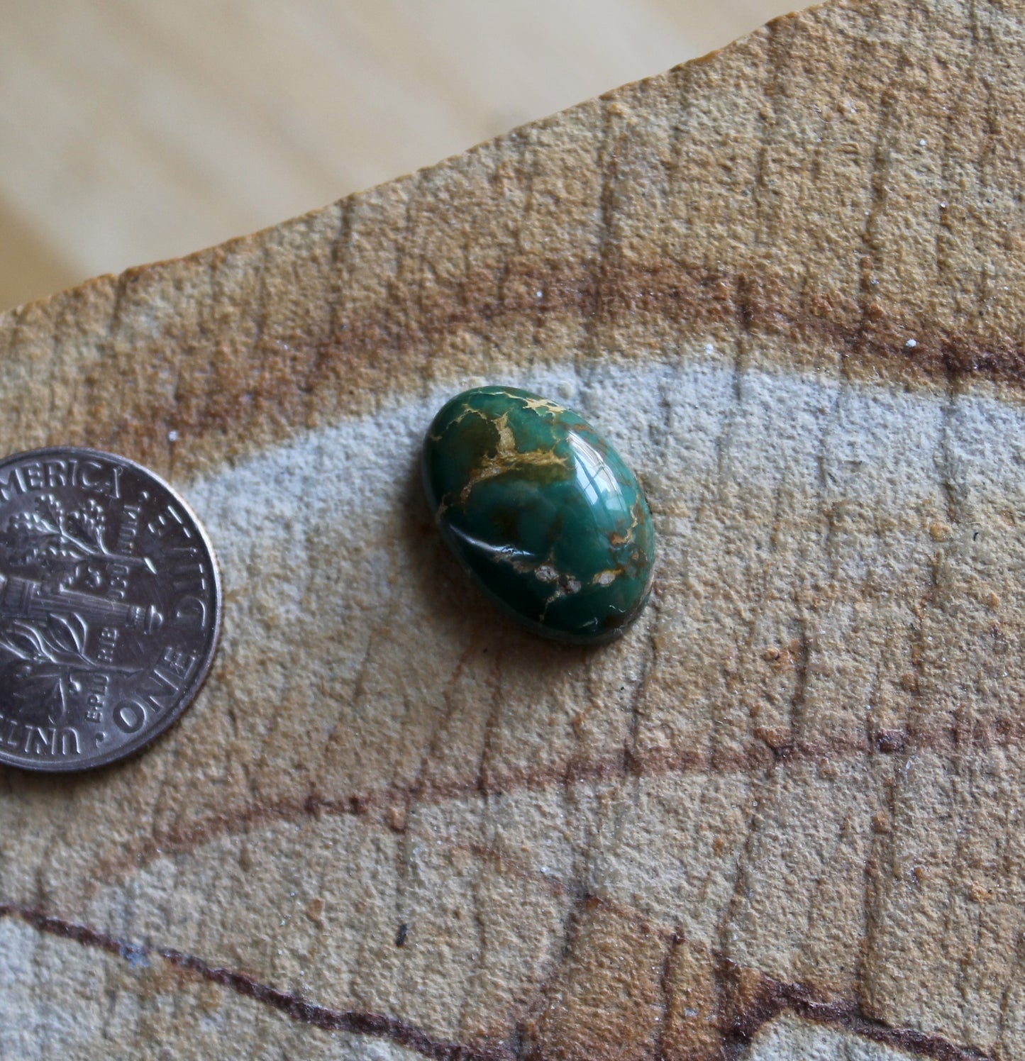 6 carat dark green Stone Mountain Turquoise cabochon oval