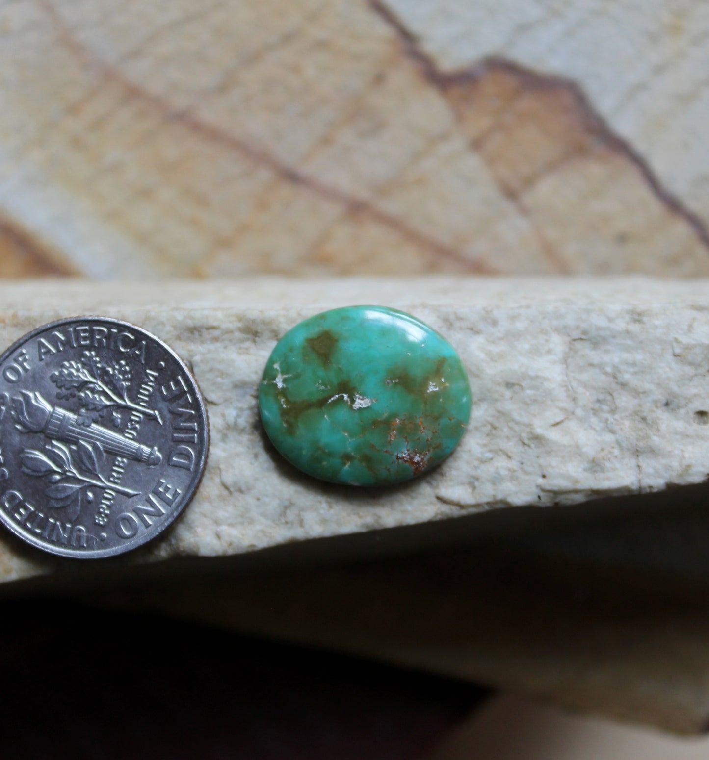 3 carat green Stone Mountain Turquoise cabochon oval