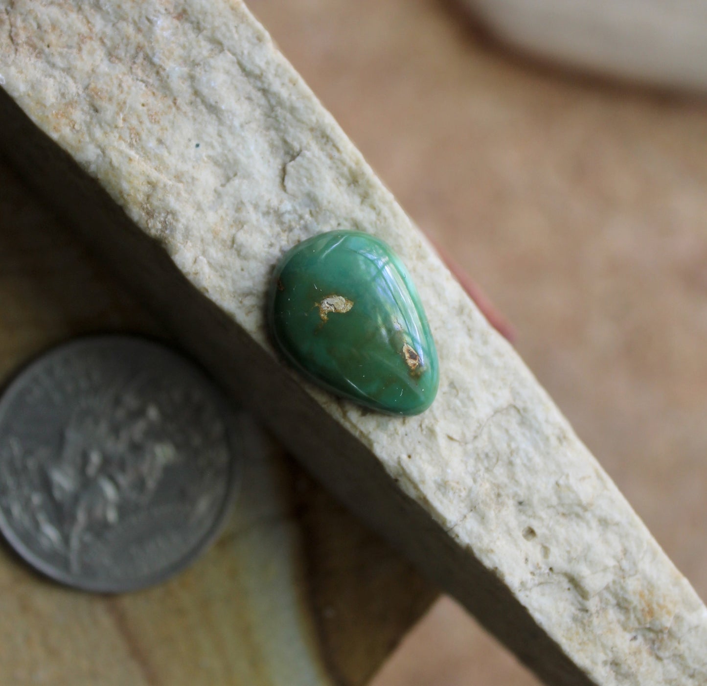 7.5 carat green turquoise cabochon from Stone Mountain Mine